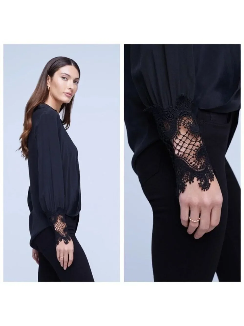 L'AGENCE Joah Wrap-Front 100% Silk Blouse Size S - Picture 3 of 13